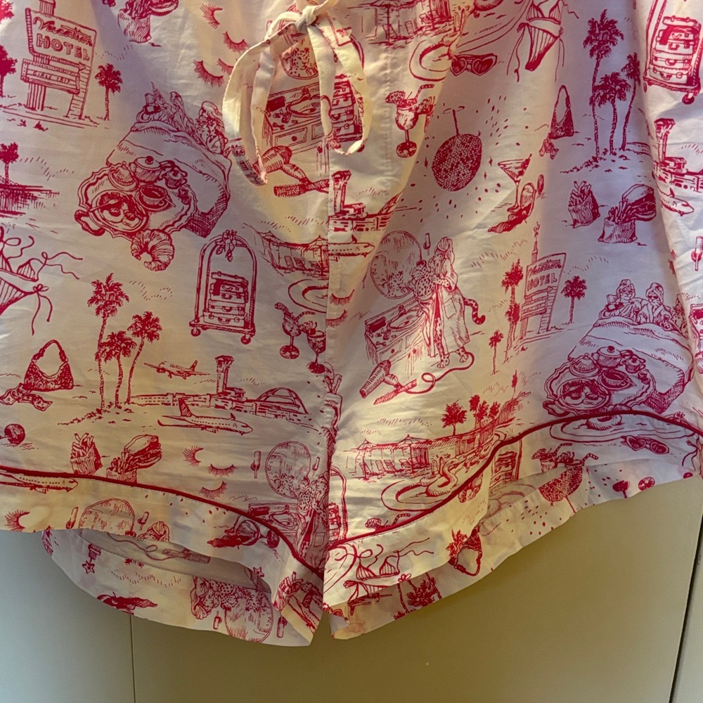 Printfresh with Sean Taylor Pink and White Girls Trip Toile Patterned Shorts 3X - Picture 5 of 7